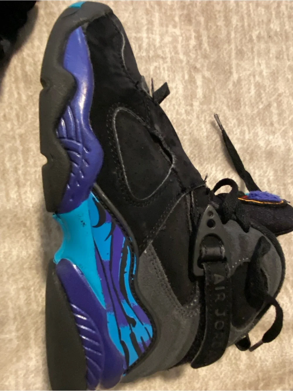 Jordan Black Suede Sneakers with Purple & Teal Accents